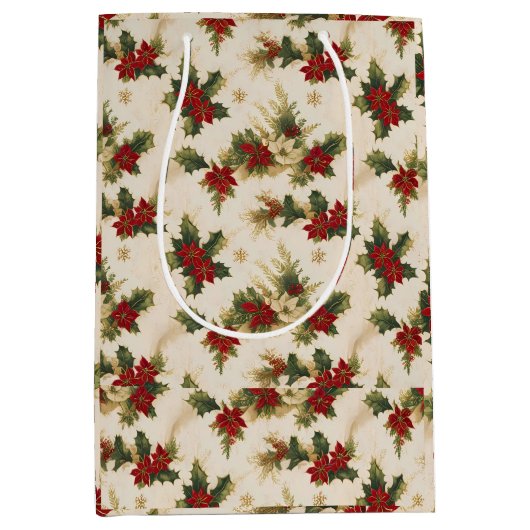 Mistletoe  retro patroon kerstcadeaus medium cadeauzakje (Voorkant)