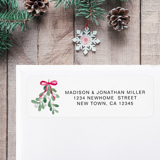Mistletoe Return Address Etiket
