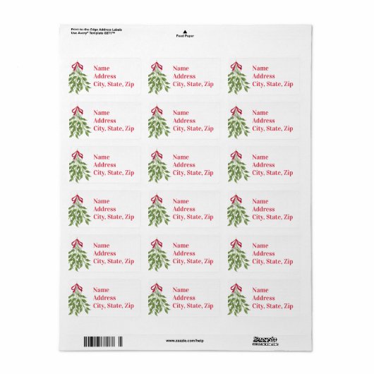 Mistletoe Return Address Label (Full Sheet)
