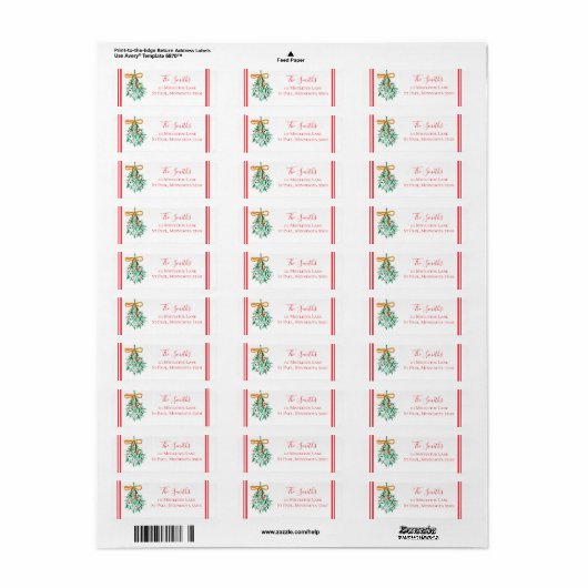 Mistletoe Return Address Labels (Full Sheet)
