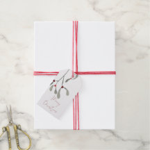 Mistletoe Rood en Groen Aangepaste Kerst Gift Tags