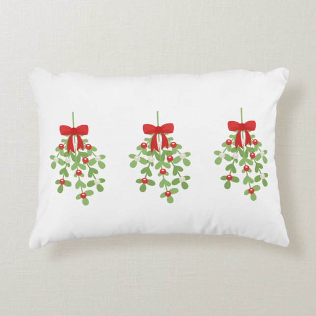 Mistletoe Row en Red Pset Reversibele Kerstmis Accent Kussen (Voorkant)