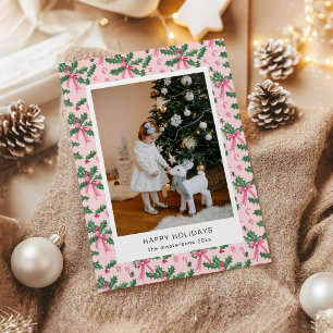 Mistletoe Roze Behang Foto Kerstkaart