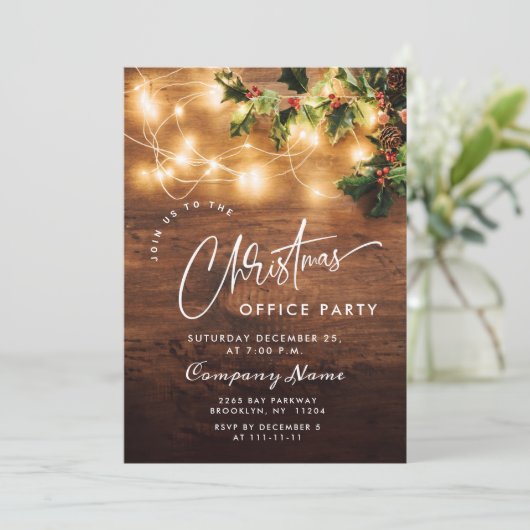 Mistletoe Rustic Corporate Kerstfeestdag Kaart (Staand voorkant)