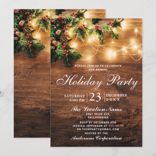 Mistletoe Rustic Corporate Kerstfeestdag Kaart (Voorkant / Achterkant)