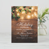 Mistletoe Rustic Holiday Kerstfeestdag DINNER Kaart (Staand voorkant)