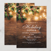 Mistletoe Rustic Holiday Kerstfeestdag DINNER Kaart (Voorkant / Achterkant)