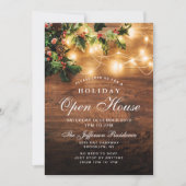 Mistletoe Rustic Holiday Open House Kaart (Voorkant)