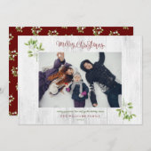 Mistletoe Rustic Hout Kerstmis Foto Feestdagenkaart (Voorkant / Achterkant)