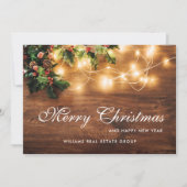 Mistletoe Rustic kerst Corporate Greeting Feestdagenkaart (Voorkant)