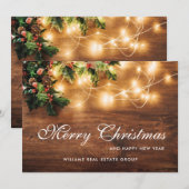 Mistletoe Rustic kerst Corporate Greeting Feestdagenkaart (Voorkant / Achterkant)