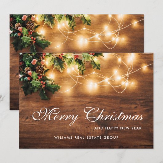 Mistletoe Rustic kerst Corporate Greeting Feestdagenkaart (Voorkant / Achterkant)