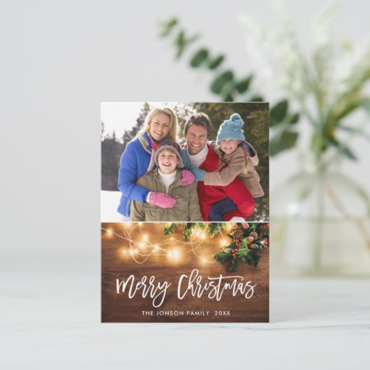 Mistletoe Rustic kerstfoto's feestdag groet Briefkaart (Staand voorkant)