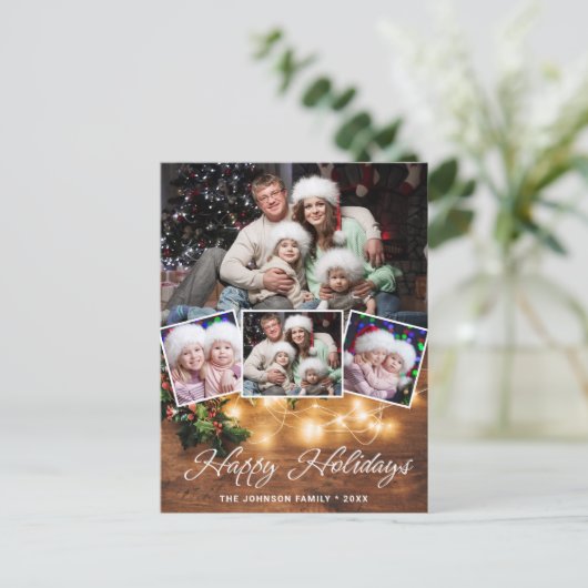 Mistletoe Rustic kerstfoto's feestdag groet Briefkaart (Staand voorkant)