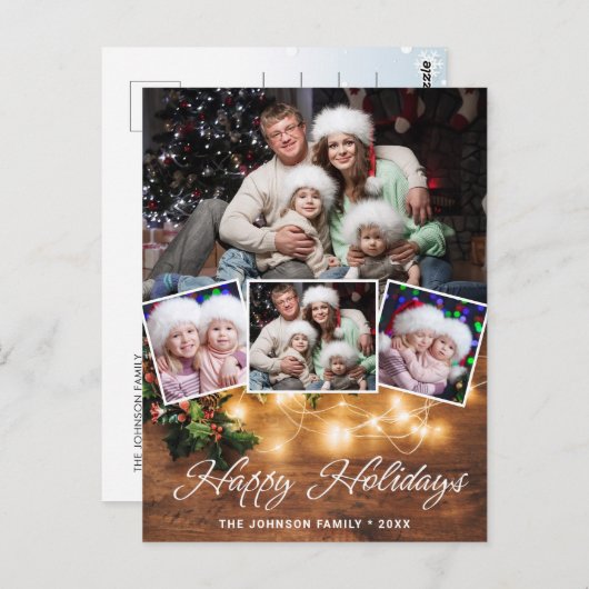 Mistletoe Rustic kerstfoto's feestdag groet Briefkaart (Voorkant / Achterkant)