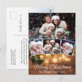 Mistletoe rustieke kerst 4 foto groeten briefkaart (Voorkant / Achterkant)