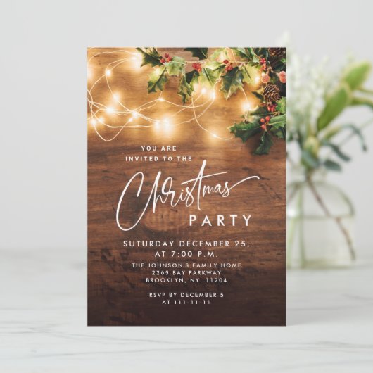 Mistletoe rustieke kerstvakantie feestje kaart (Staand voorkant)