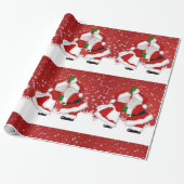 Mistletoe Santa Wrapping Paper Cadeaupapier (Uitgerold)
