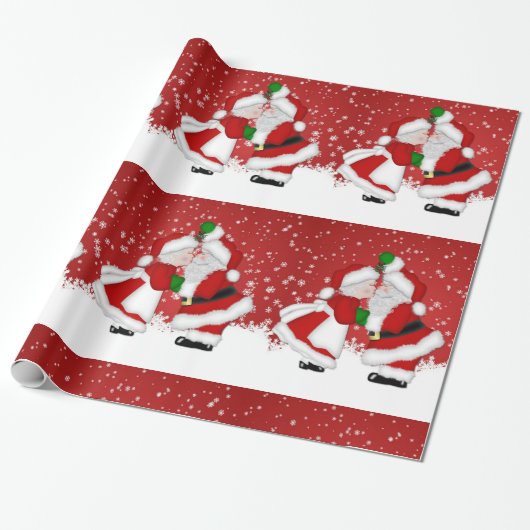 Mistletoe Santa Wrapping Paper Cadeaupapier (Uitgerold)