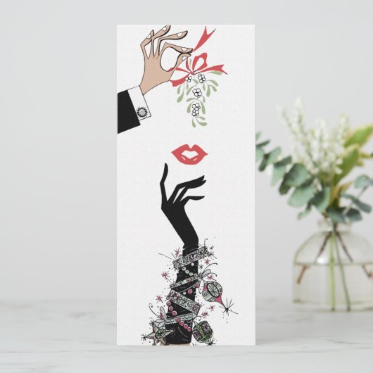 Mistletoe Schelmering Illustratie Mode Jaren 50 Aankondiging (Staand voorkant)