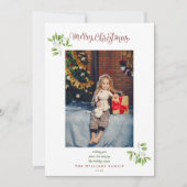 Mistletoe Script Prettig Kerstmis Foto Feestdagenkaart (Voorkant)