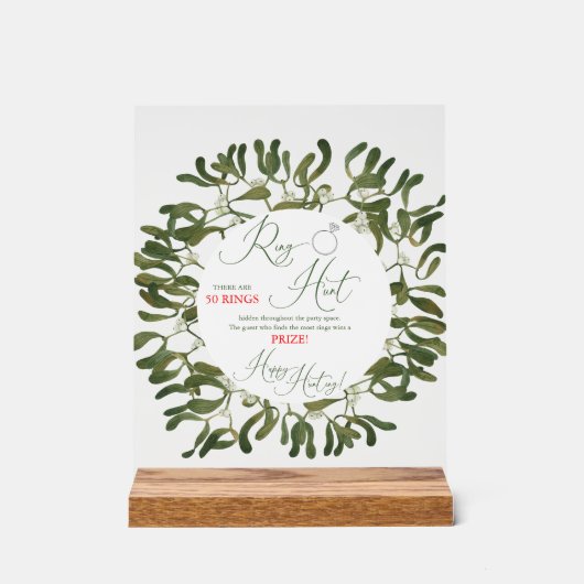 Mistletoe Script Ring Hunt Vrijgezellenfeest Game Acryl Bord (Voorkant)