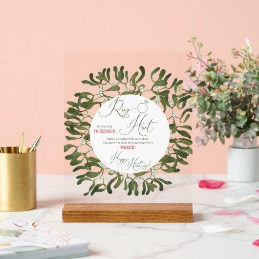 Mistletoe Script Ring Hunt Vrijgezellenfeest Game Acryl Bord (Huwelijk)