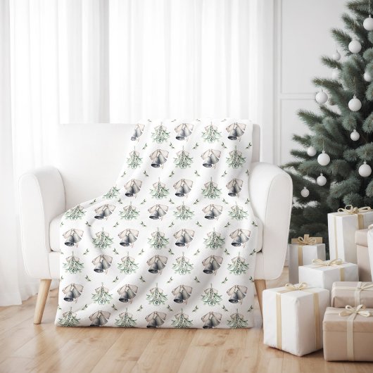 Mistletoe Silver Bells Christmas Fleece Deken