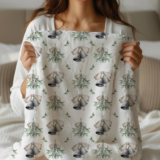 Mistletoe Silver Bells Christmas Sherpa Deken