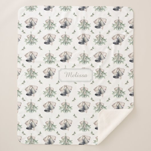 Mistletoe Silver Bells Christmas  Sherpa Deken (Voorkant)