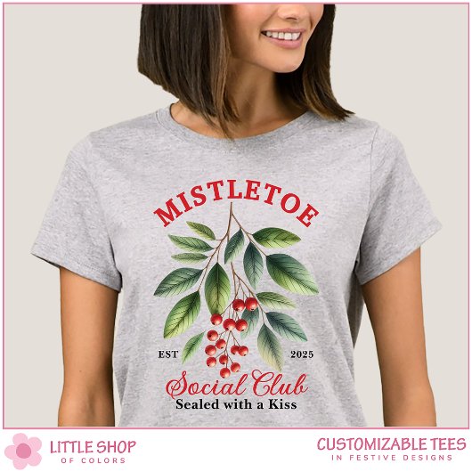 Mistletoe Social Club Personalized Christmas T-shirt