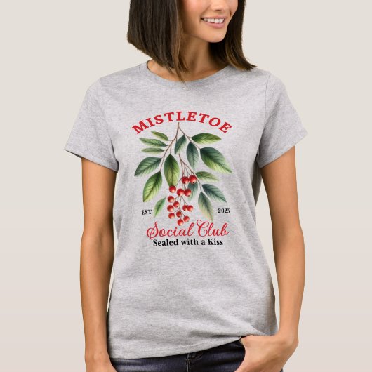 Mistletoe Social Club Personalized Christmas T-shirt (Voorkant)