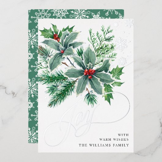 Mistletoe Sparkle Kerstgroet Silver Folie Feestdagenkaart (Voorkant / Achterkant)