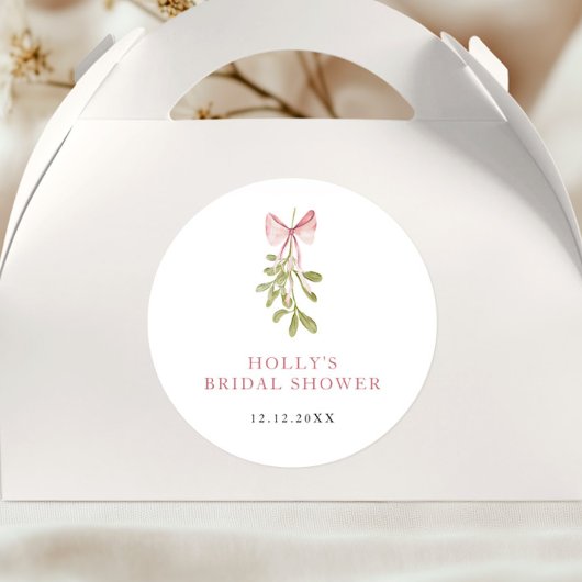Mistletoe Stof Roze Boog Bruidsdiner Ronde Sticker