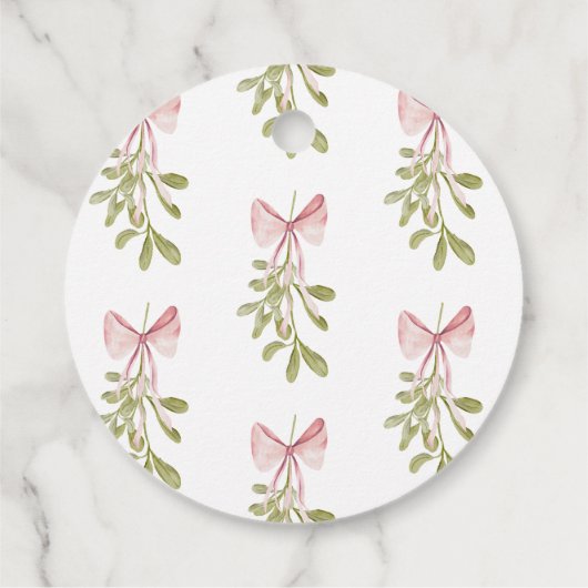 Mistletoe Stof Roze Boog Bruidsdouche Bedankjes Labels (Achterkant)