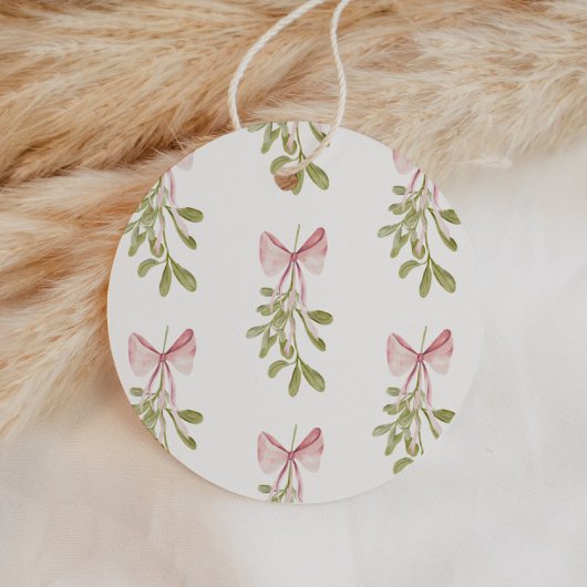 Mistletoe Stof Roze Strik Bruidscadeau Bedankjes Labels