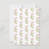 Mistletoe Stof Roze Strik Bruidsdouche Bedankkaart (Achterkant)