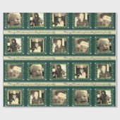 Mistletoe strepen groene kerstfoto's cadeaupapier (Vlak)