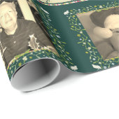 Mistletoe strepen groene kerstfoto's cadeaupapier (Rol Hoek)