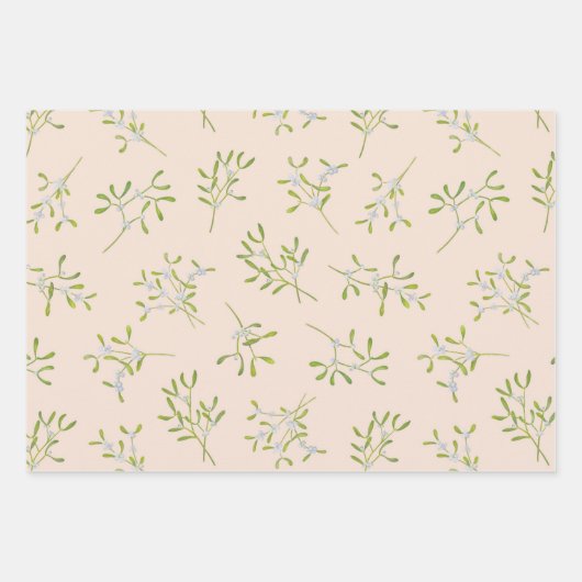 Mistletoe Stripes Green Eggnog Inpakpapier Vel (Voorkant 3)