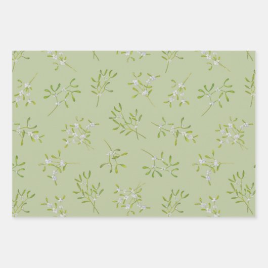 Mistletoe Stripes Roos Groen Inpakpapier Vel (Voorkant 3)