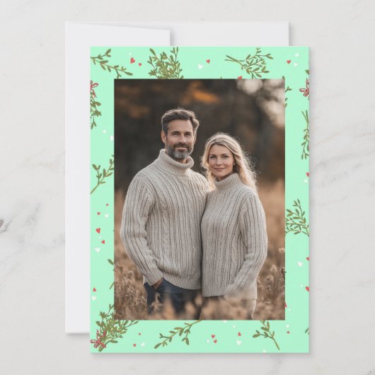 Mistletoe Sweet Botanical Christmas Custom Foto Feestdagenkaart (Voorkant)