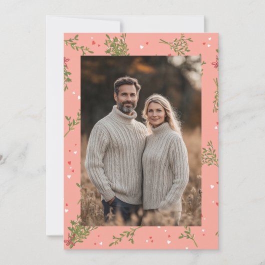 Mistletoe Sweet Pink Christmas Custom Foto Feestdagenkaart (Voorkant)