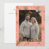 Mistletoe Sweet Pink Christmas Custom Foto Feestdagenkaart (Voorkant / Achterkant)