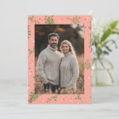 Mistletoe Sweet Pink Christmas Custom Foto Feestdagenkaart (Staand voorkant)