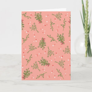 Mistletoe Sweet Roze Prettig Kerstfeest Fleurige L Kaart