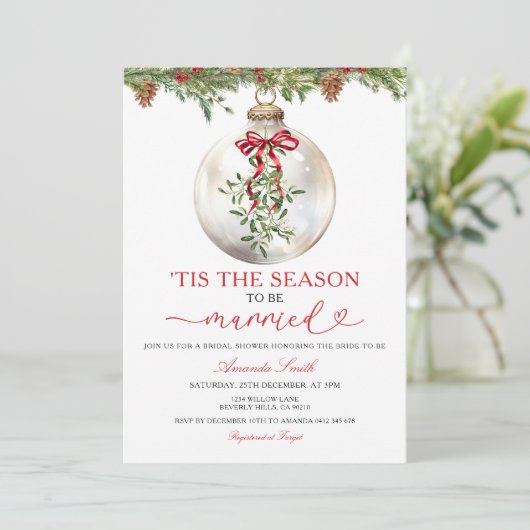 Mistletoe The Season to Be Married Bridal Shower I Kaart (Staand voorkant)