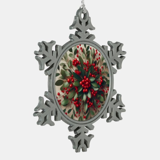 Mistletoe  tin sneeuwvlok ornament (Links)