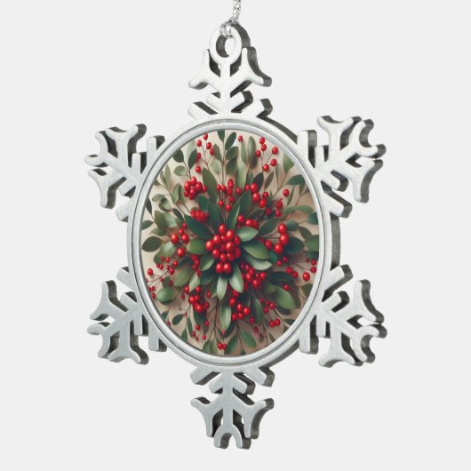 Mistletoe  tin sneeuwvlok ornament (Rechts)