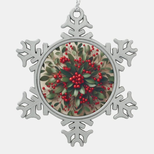 Mistletoe  tin sneeuwvlok ornament (Voorkant)